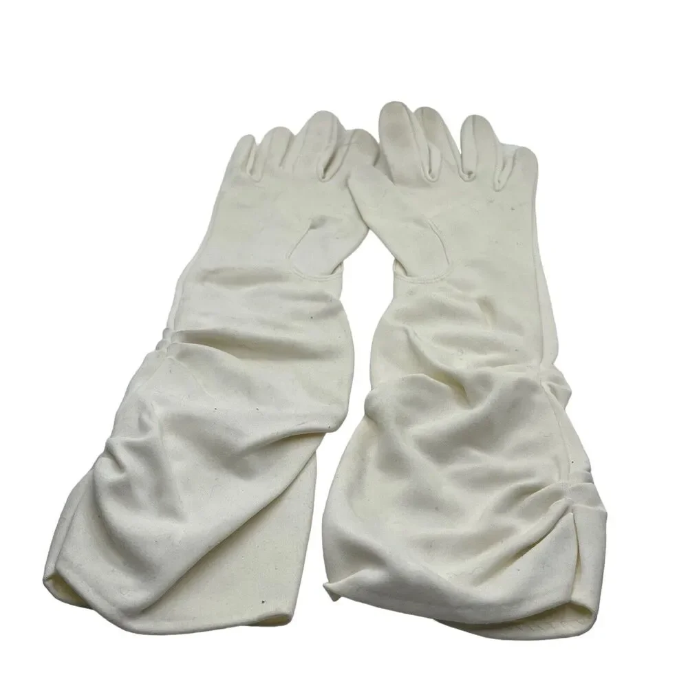 Gloves Cream Nylon Scrunch Gloves Sz 6 Nylasuede by Hansen Wedding Prom Opera